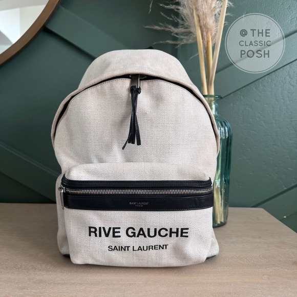 EUC SAINT LAURENT CANVAS CITY RIVE GAUCHE 2 TONE BACKPACK - Picture 1 of 14
